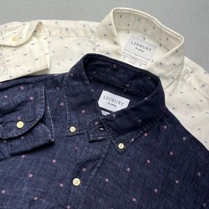 Ledbury Slim Fit Linen Button Down Shirt Lot of 2 Mens Large Blue White
